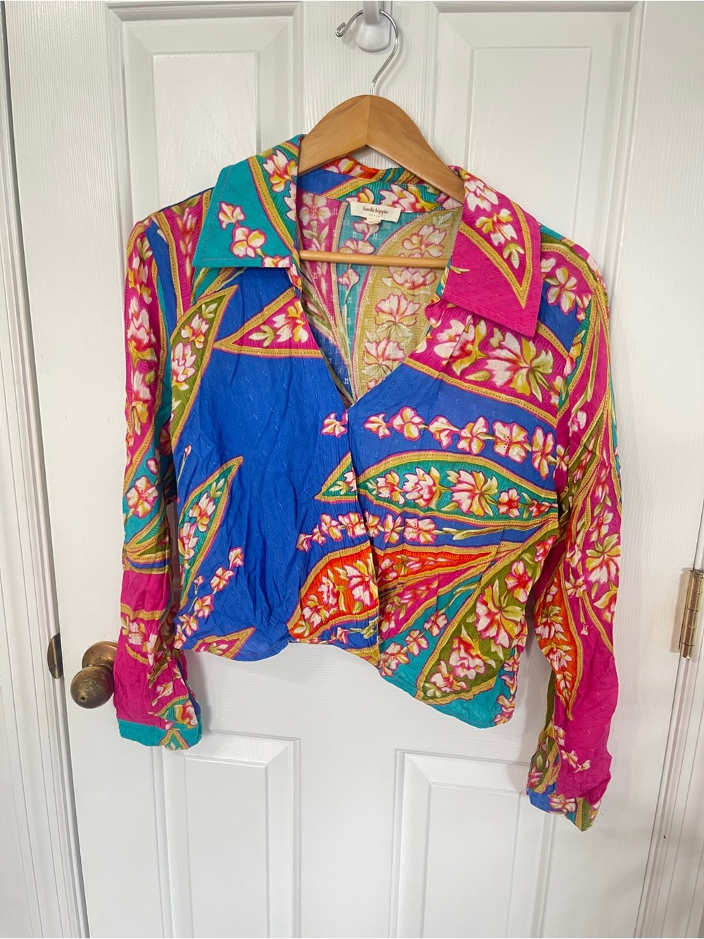 Haute Hippie Medium Top Paisley Floral Colorful Shirt Womens Boho Festival